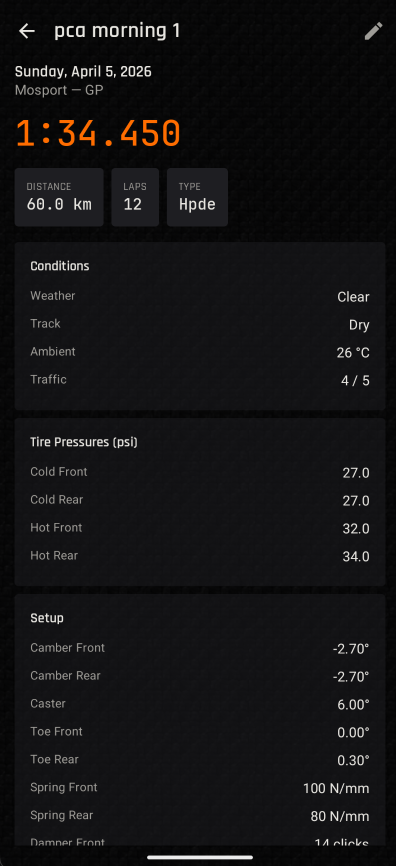 Lap Tracker session detail